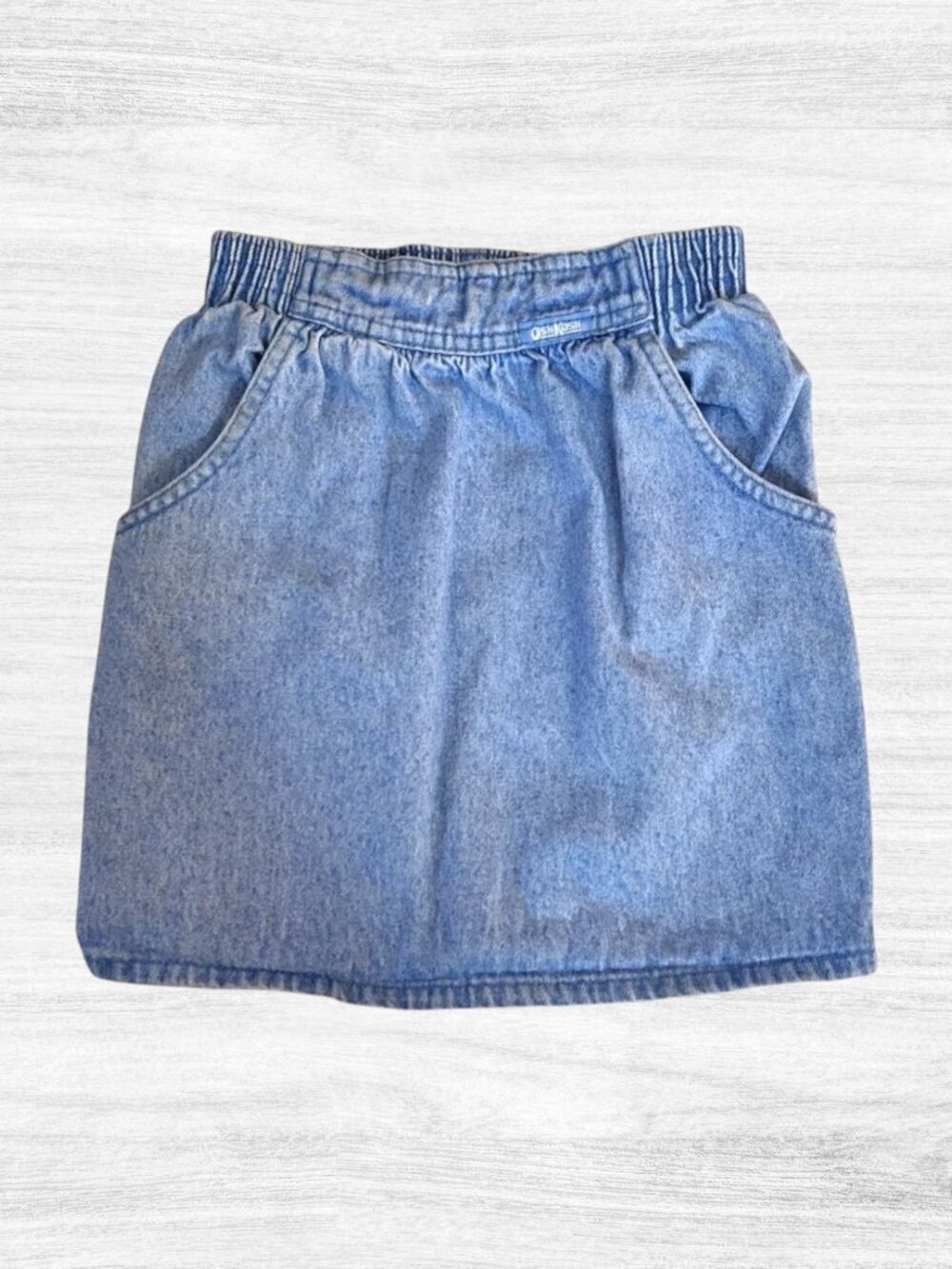 OshKosh Vintage 90s Y2K Denim Jeans Flat Front Elastic Waist Skirt Girls 6